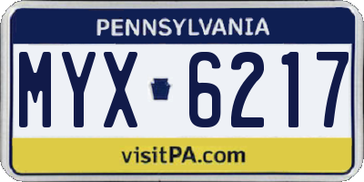 PA license plate MYX6217