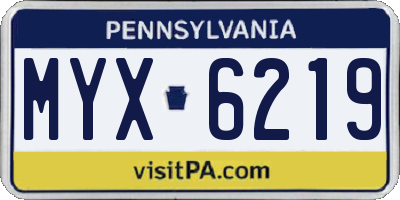PA license plate MYX6219