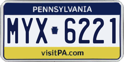 PA license plate MYX6221