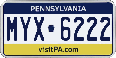 PA license plate MYX6222