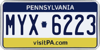 PA license plate MYX6223