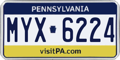 PA license plate MYX6224
