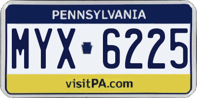 PA license plate MYX6225