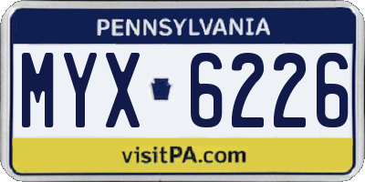 PA license plate MYX6226