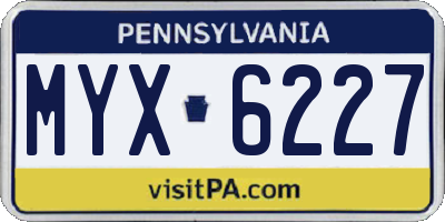 PA license plate MYX6227