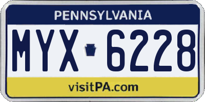 PA license plate MYX6228