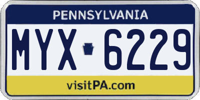 PA license plate MYX6229