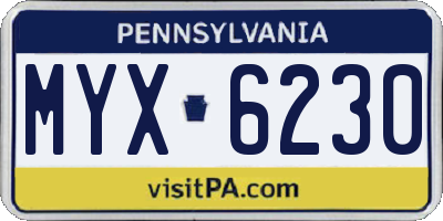 PA license plate MYX6230