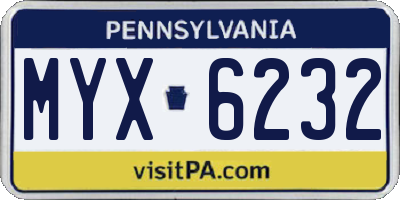 PA license plate MYX6232