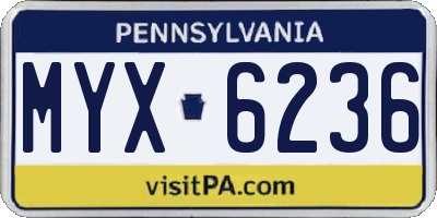 PA license plate MYX6236