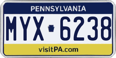 PA license plate MYX6238