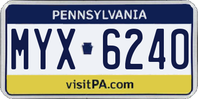 PA license plate MYX6240
