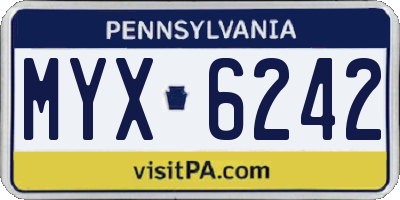 PA license plate MYX6242