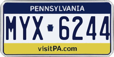 PA license plate MYX6244