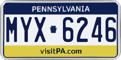 PA license plate MYX6246