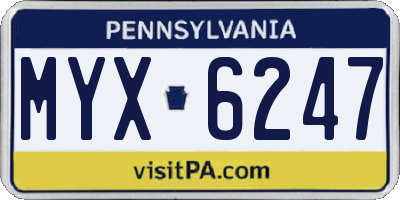 PA license plate MYX6247