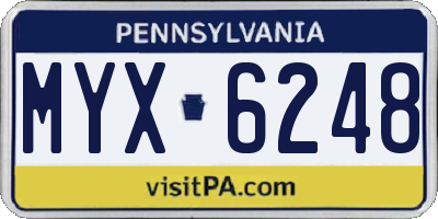 PA license plate MYX6248