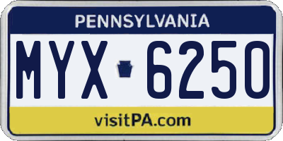 PA license plate MYX6250
