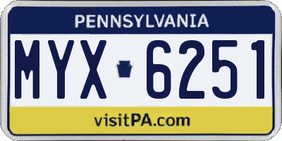 PA license plate MYX6251
