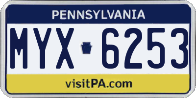 PA license plate MYX6253