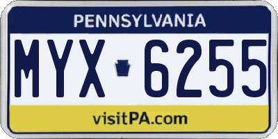 PA license plate MYX6255