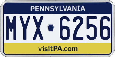PA license plate MYX6256