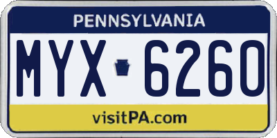 PA license plate MYX6260
