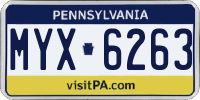 PA license plate MYX6263