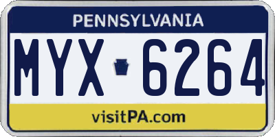 PA license plate MYX6264