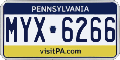 PA license plate MYX6266
