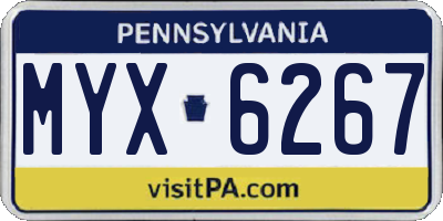PA license plate MYX6267