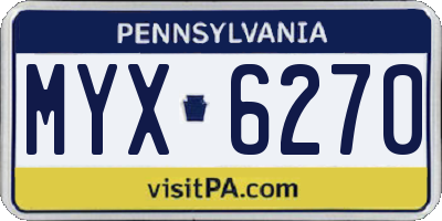 PA license plate MYX6270