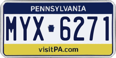 PA license plate MYX6271