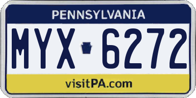 PA license plate MYX6272