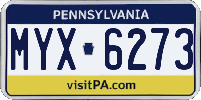 PA license plate MYX6273