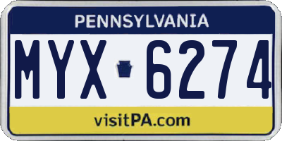 PA license plate MYX6274