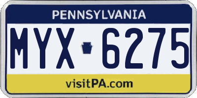 PA license plate MYX6275