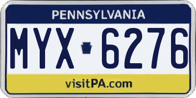PA license plate MYX6276