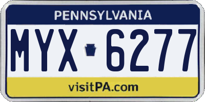 PA license plate MYX6277
