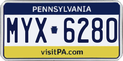PA license plate MYX6280