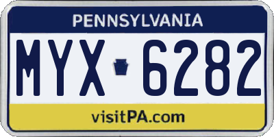 PA license plate MYX6282