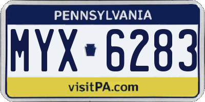 PA license plate MYX6283