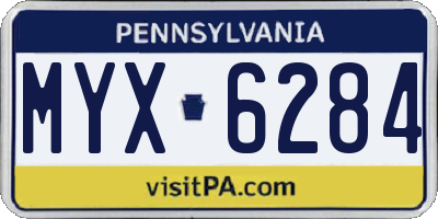 PA license plate MYX6284