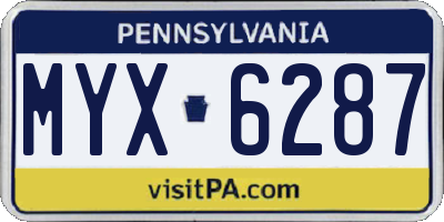 PA license plate MYX6287