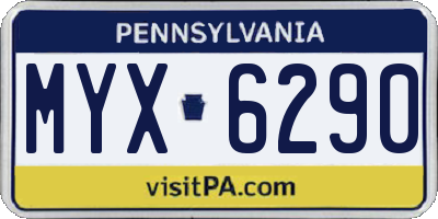 PA license plate MYX6290