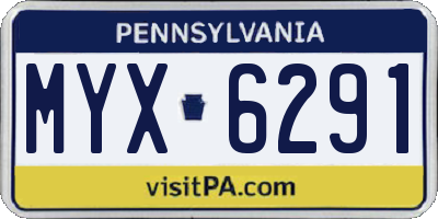 PA license plate MYX6291