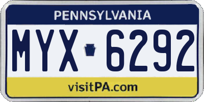 PA license plate MYX6292