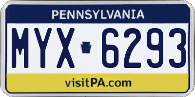 PA license plate MYX6293