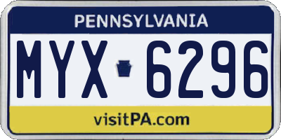 PA license plate MYX6296