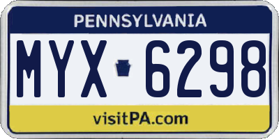 PA license plate MYX6298